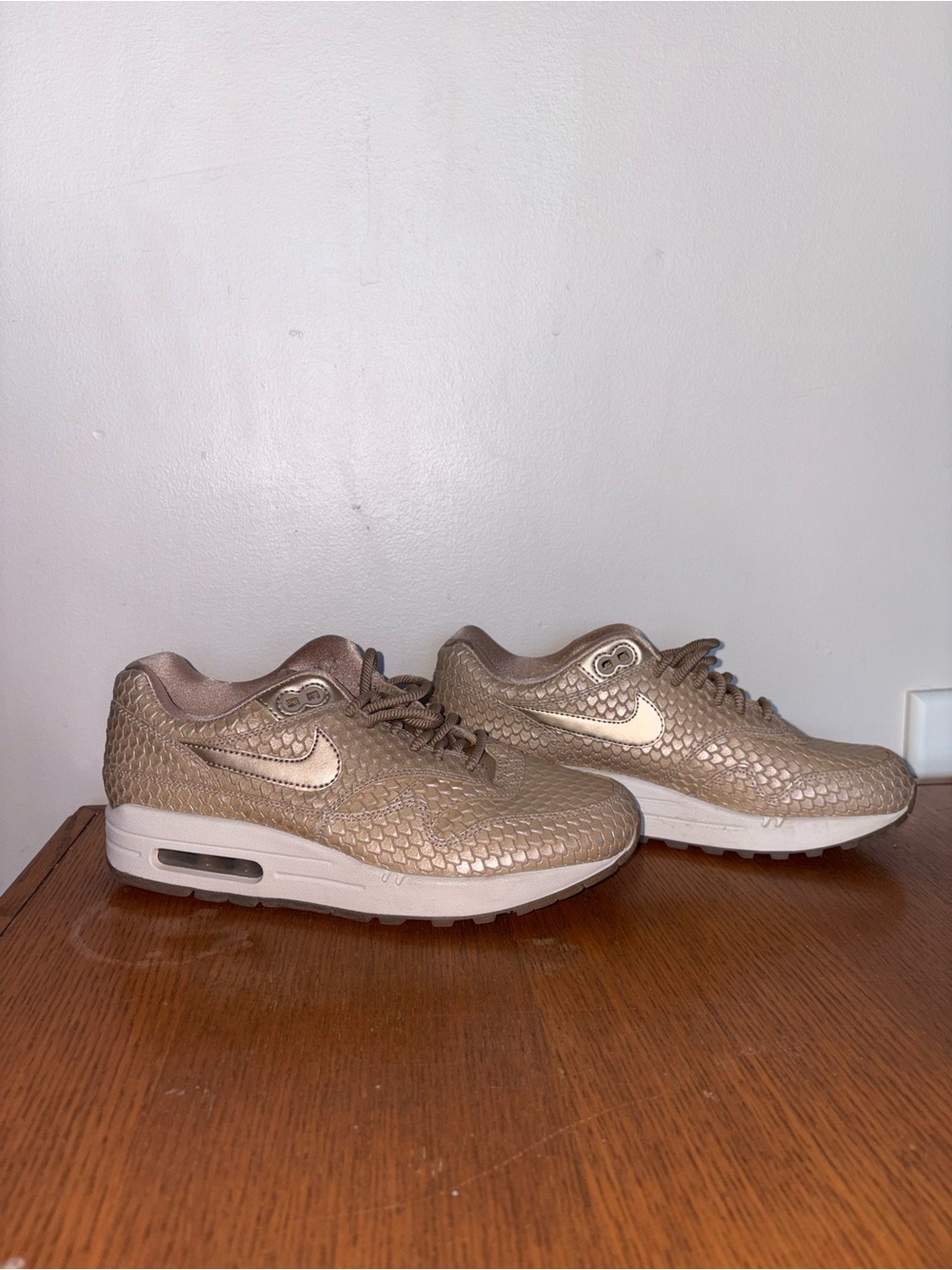 Nike Women’s Metallic Gold Snake-Texture Air Max Sneakers